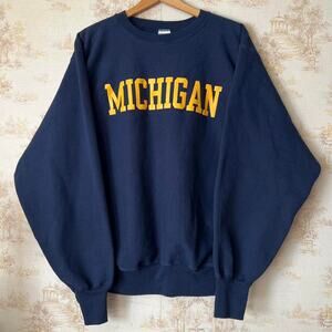 90s University of Michigan Wolverines Champion Reverse Weave Sweater Size XL